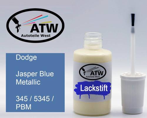 Dodge, Jasper Blue Metallic, 345 / 5345 / PBM: 20ml Lackstift, von ATW Autoteile West.